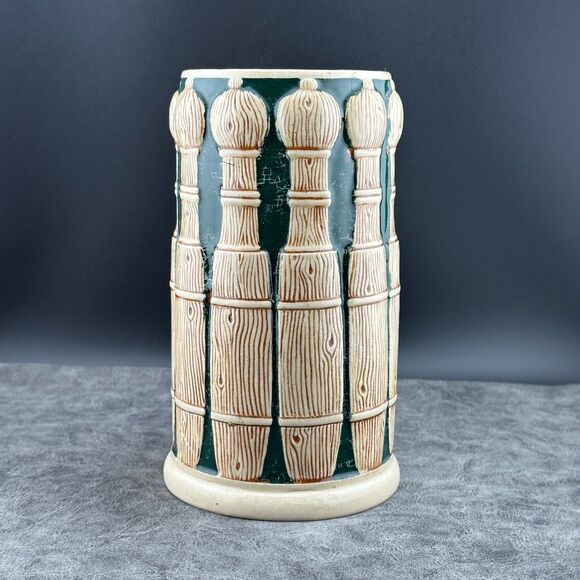 Antique Matthias Girmscheid Beer Stein Bowling Pins Decor 1266 Germany 7" NO LID - Picture 3 of 13